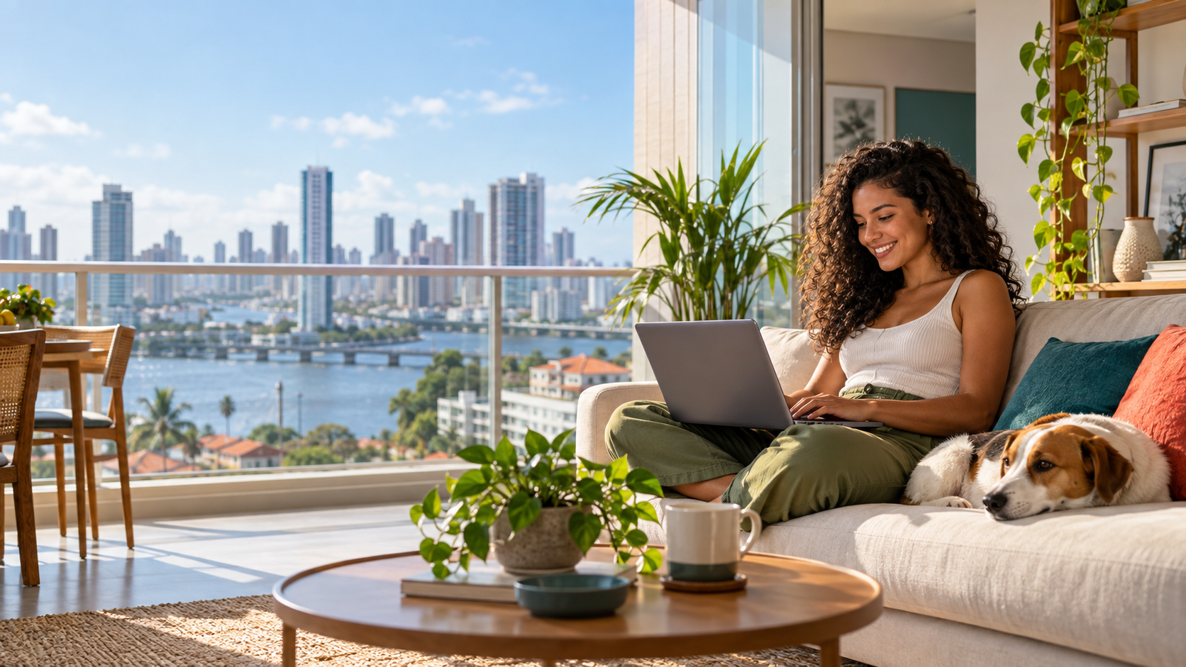 Cliente usando internet fibra em casa, em Recife